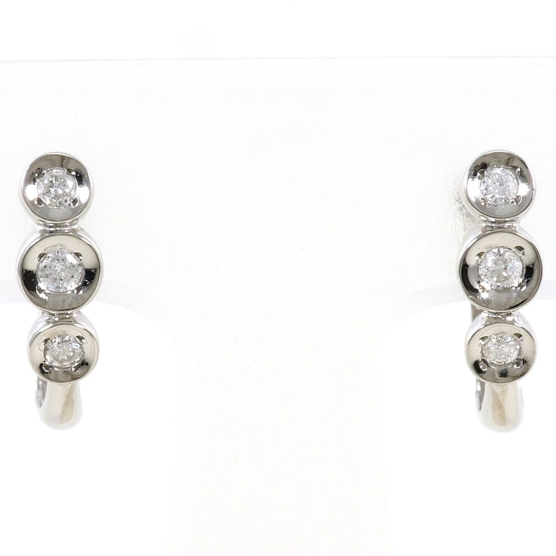 PT850 Platinum Earrings with 0.10ct Diamonds, Total Weight 2.3g, Jewelry (1 of 15)