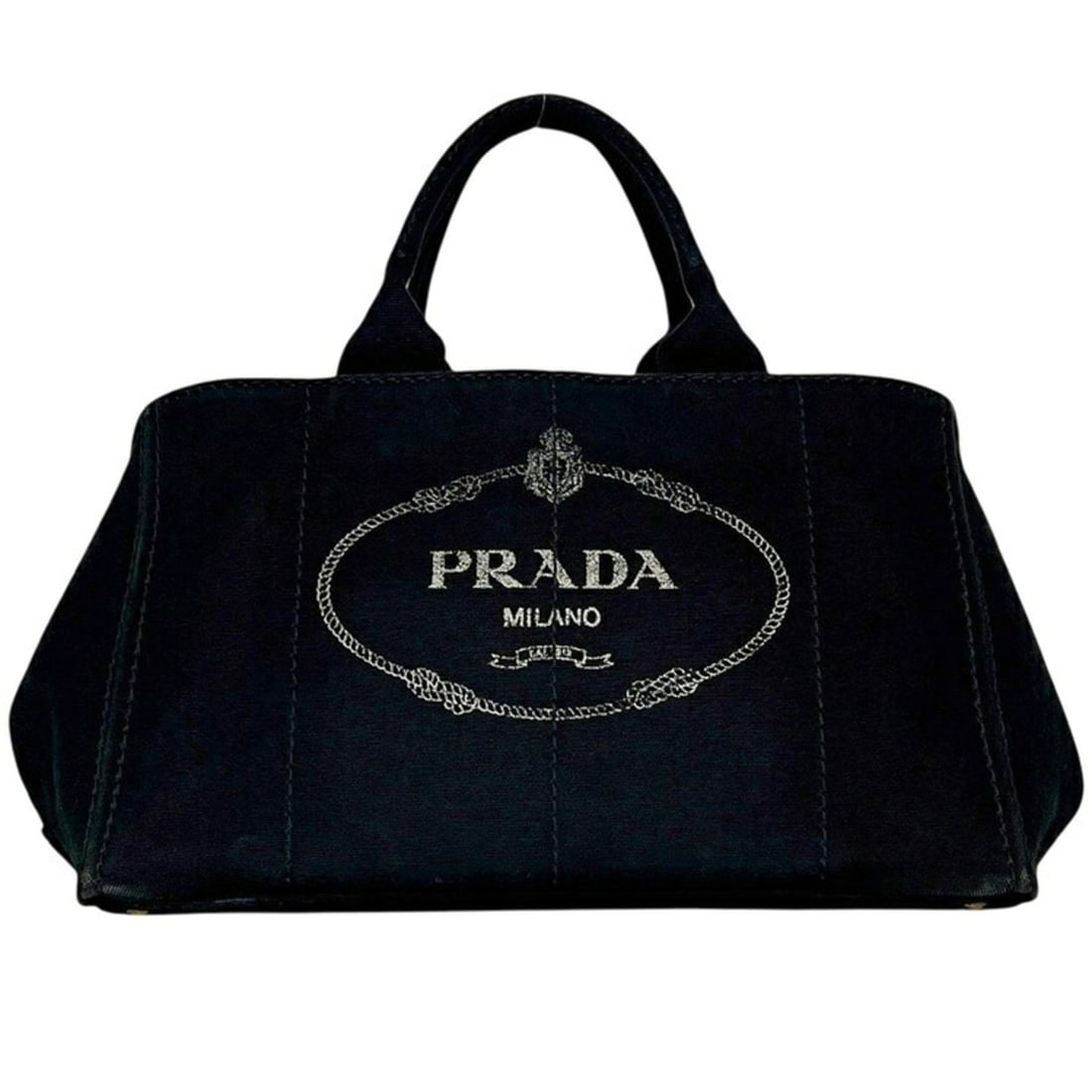 Prada Canapa Tote Bag, BN1872 158 58 F, Canvas, Black, Women's: --- Catalog ---Category: SizeSize (HxWxD): 23cm x 40cm x 26cm / 9.05'' x 15.74'' x 10.23''Category: DesignType: Tote bagColor: BlackGender: WomenMaterial: Canvas Category: GeneralMPN: BN1872Brand: Pra