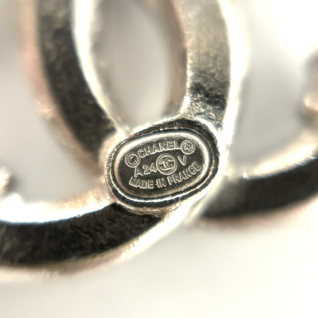Chanel Rhinestone Coco Mark Earrings, Silver - 4