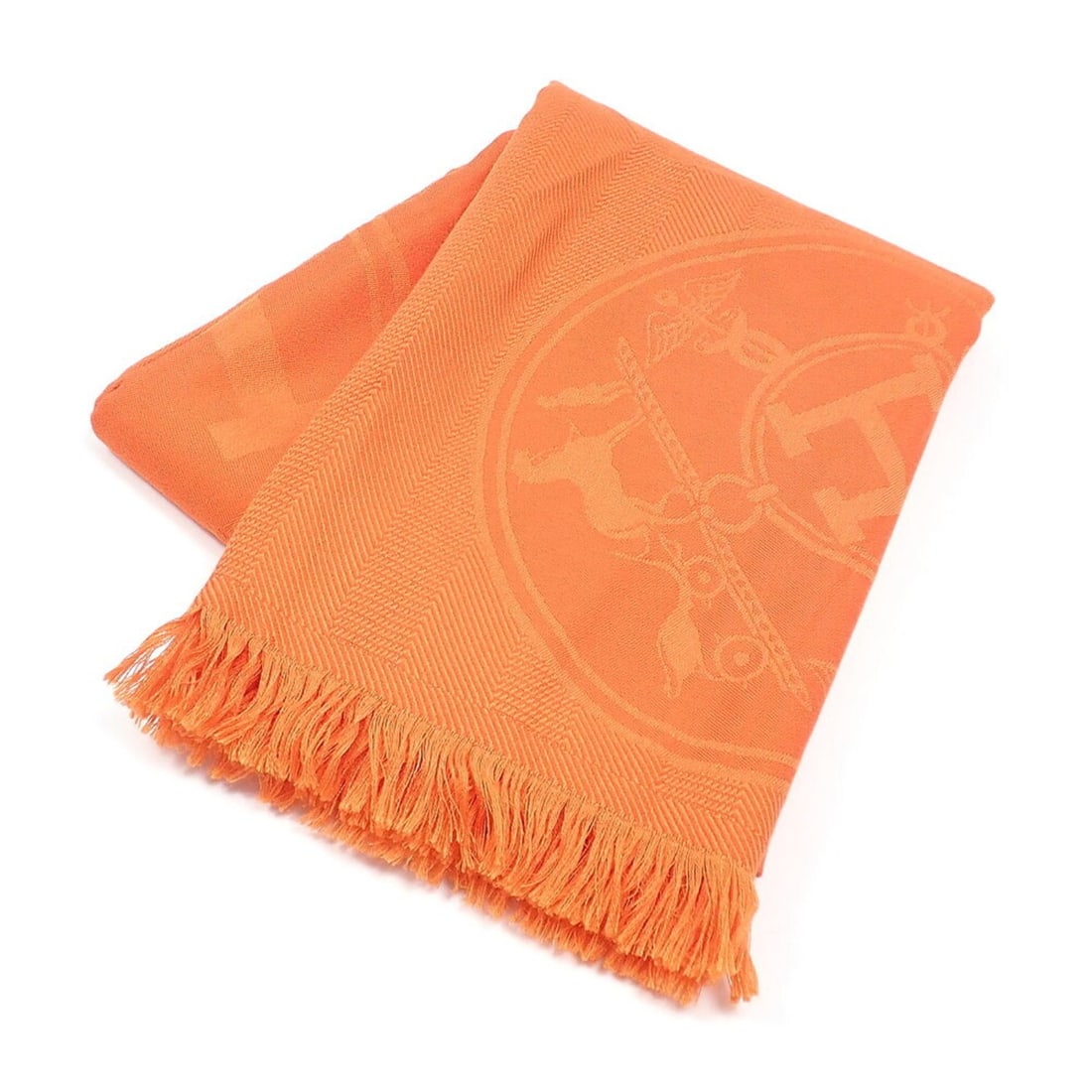 Hermes Women's Scarf, Orange, Cashmere and Silk, C216912: --- Catalog ---Category: SizeSize (LxW): 2.2m x 74cm / 86.61'' x 29.13''Category: DesignType: StoleColor: OrangeGender: WomenMaterial: Cashmere 85%, Silk 15%Category: GeneralBrand: Hermes--- Item List