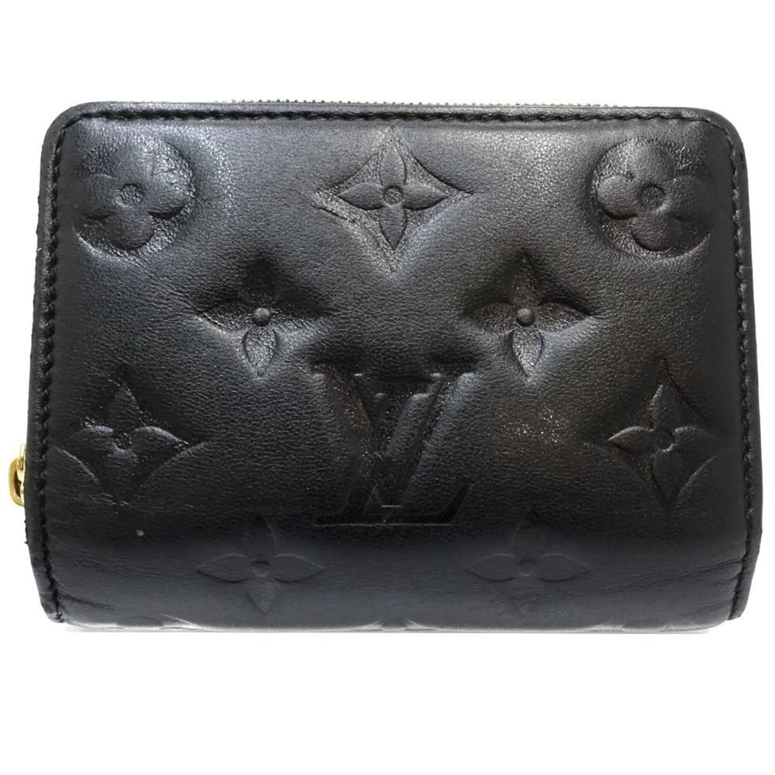 LOUIS VUITTON Louis Vuitton Monogram Pattern Bi-fold Wallet M81599 Portefeuille Lou Black Women's (1 of 13)