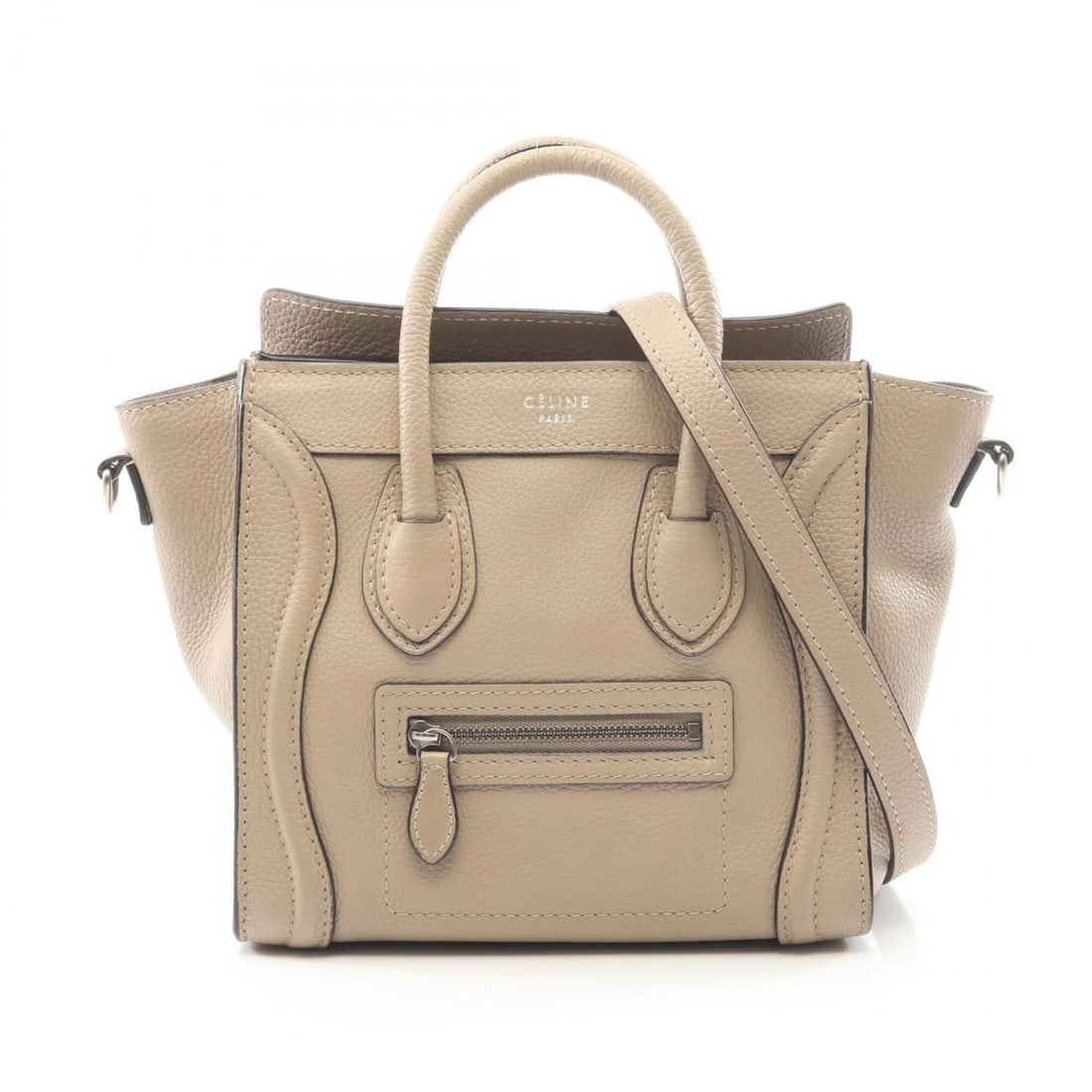 Celine Luggage Nano Shopper 2-Way Handbag, Leather, Women's, Beige: --- Catalog ---Category: SizeSize (HxWxD): 20cm x 20cm x 9cm / 7.87'' x 7.87'' x 3.54''Category: DesignType: HandbagColor: BeigeGender: WomenMaterial: Leather Category: GeneralBrand: Celine--- Item Li