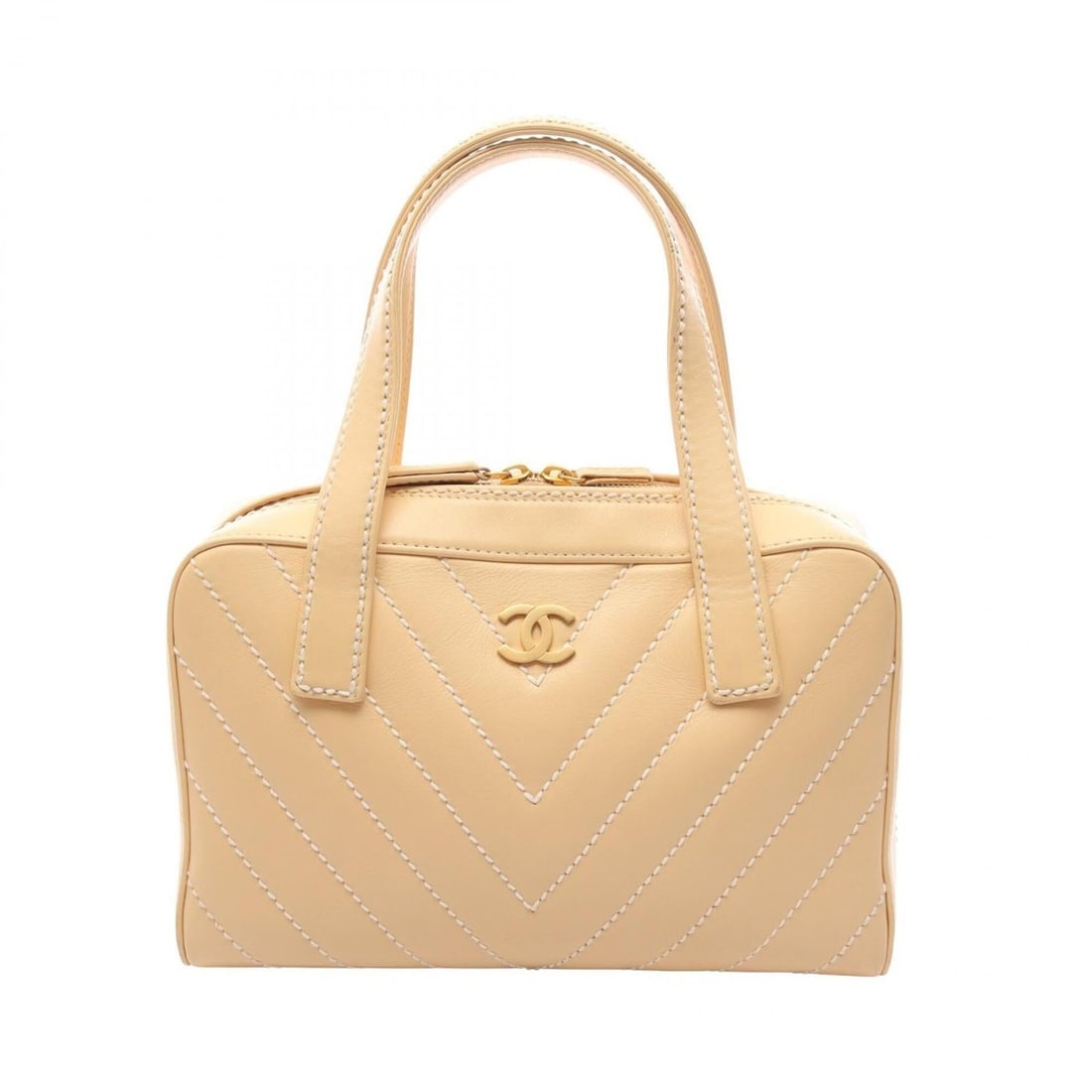 Chanel Wild Stitch Chevron V-Stitch Handbag, Leather, Women's, Beige: --- Catalog ---Category: SizeSize (HxWxD): 18cm x 28cm x 11cm / 7.08'' x 11.02'' x 4.33''Category: DesignType: HandbagColor: BeigeGender: WomenMaterial: Leather Hardware Color: GoldCategory: GeneralBr