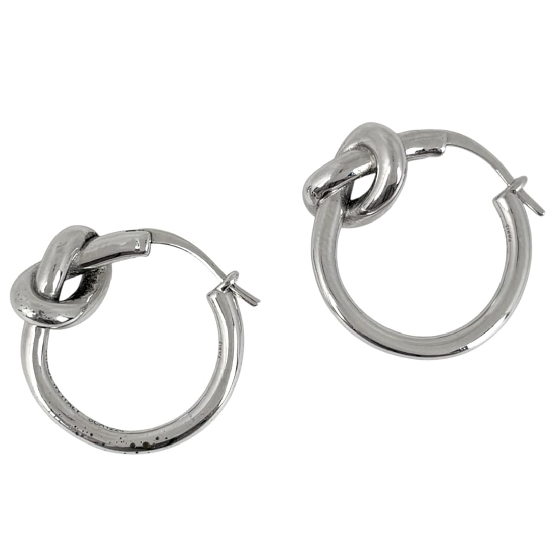 Celine Knot Small Hoop Earrings, Rhodium Finish, Silver, Women's: --- Catalog ---Category: SizeSize (HxWxD): 20.00mm x 20.00mm / 0.79'' x 0.79''Category: DesignType: Stud earringsColor: SilverGender: WomenMaterial: RhodiumCategory: GeneralBrand: Celine--- Item List 