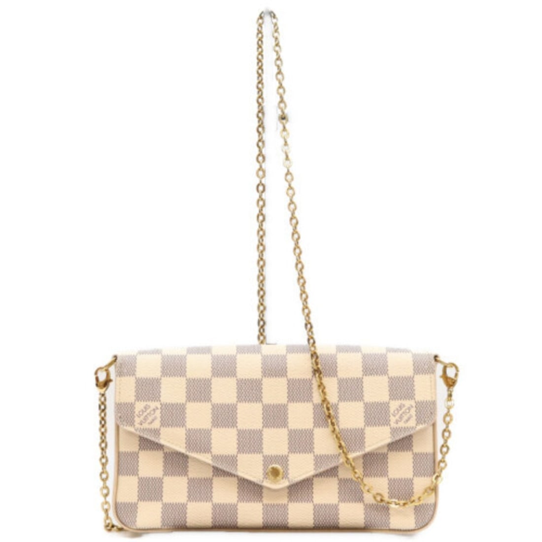 LOUIS VUITTON N63106 Damier Azur Pochette Felicie Shoulder Bag, Ivory, Women's: --- Catalog ---Category: SizeSize (HxWxD): 11.5cm x 21cm x 3cm / 4.52'' x 8.26'' x 1.18''Category: DesignType: Shoulder bagColor: IvoryGender: WomenMaterial: Damier Azur Category: GeneralBrand: Louis 