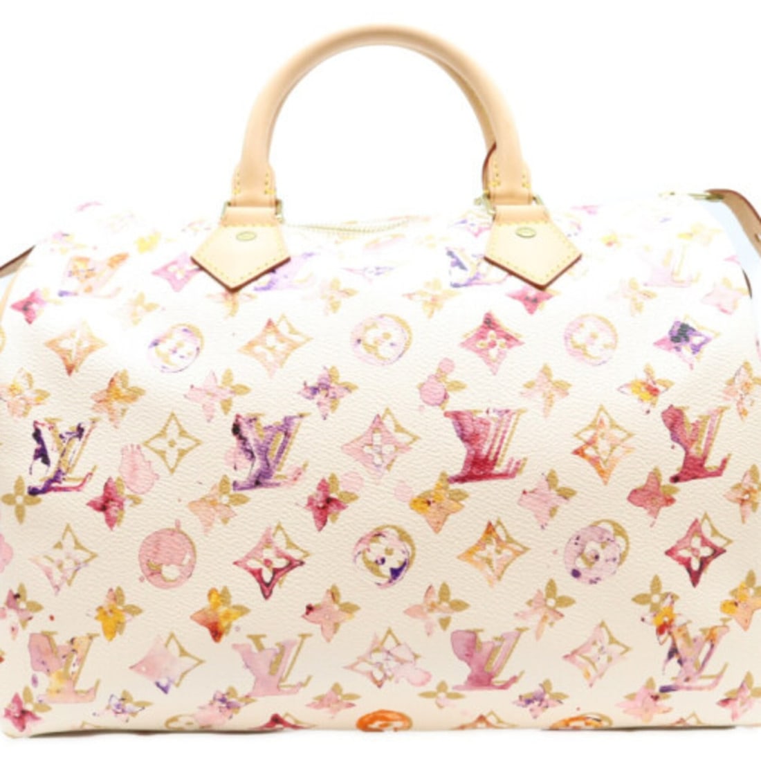LOUIS VUITTON M95751 Monogram Watercolor VVN Speedy 30 Boston Bag, White (Blanc), Women's (1 of 12)