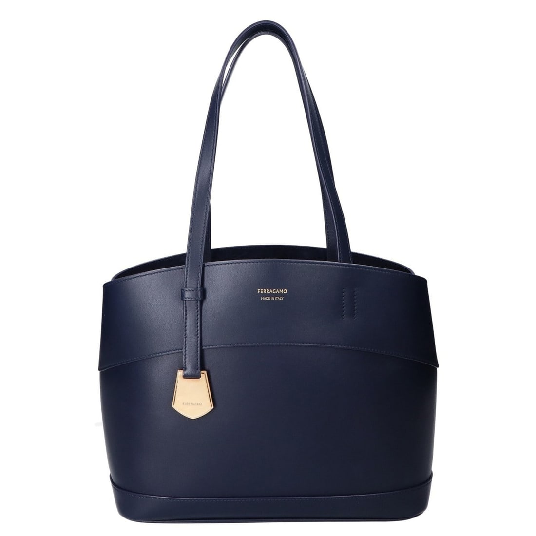Salvatore Ferragamo Charming Tote M Leather Bag, Navy, Women's: --- Catalog ---Category: SizeSize (HxWxD): 25cm x 30cm x 12cm / 9.84'' x 11.81'' x 4.72''Category: DesignType: Tote bagColor: NavyGender: WomenMaterial: Leather Category: GeneralBrand: Salvatore Ferra