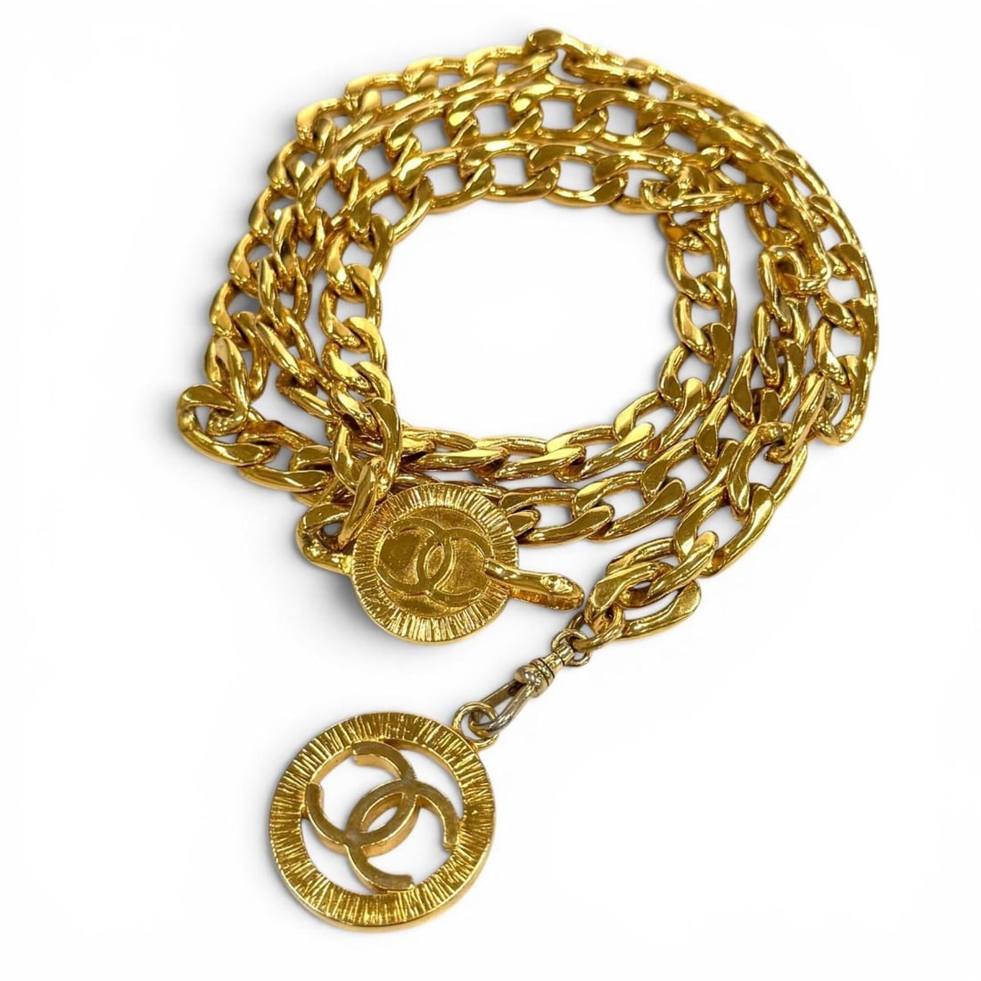 CHANEL Vintage Coco Mark Chain Belt, Approx. 96cm in Length, Gold, Women's (1 of 7)