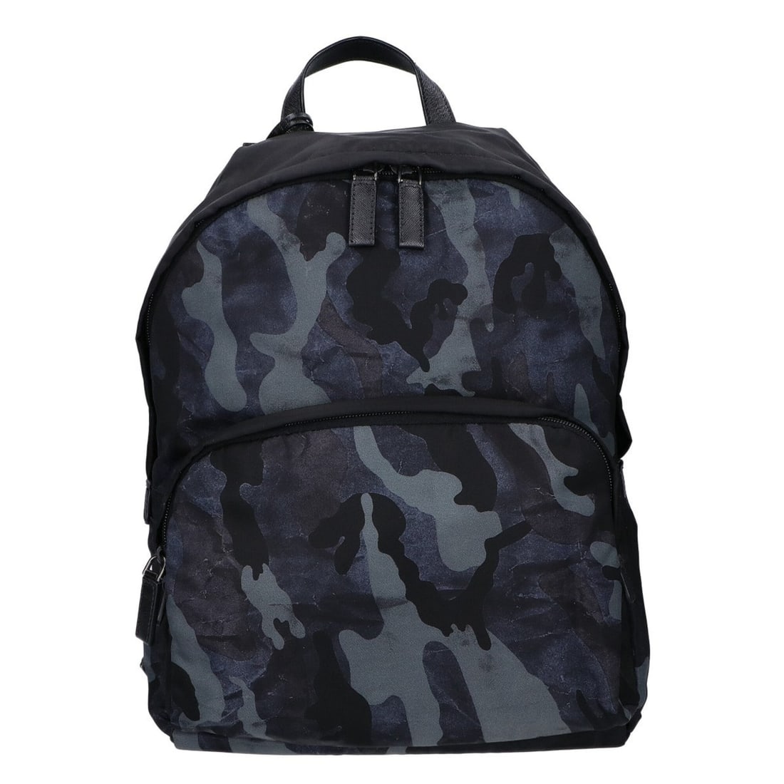 PRADA (Prada) Excellent Condition 2VZ066 Nylon Camouflage Triangle Plate Backpack, Navy x Black, (1 of 12)