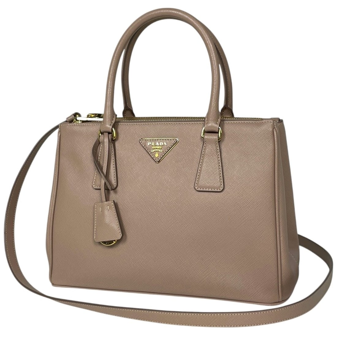Prada Galleria Medium Bag, 2-Way Handbag, Saffiano Leather, Beige, 1BA863, Women's (1 of 17)