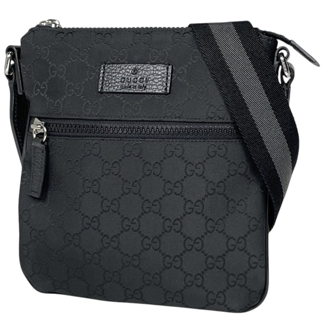 Gucci GUCCI Shoulder Bag GG Pattern Web Nylon Black 449183 Women's (1 of 9)