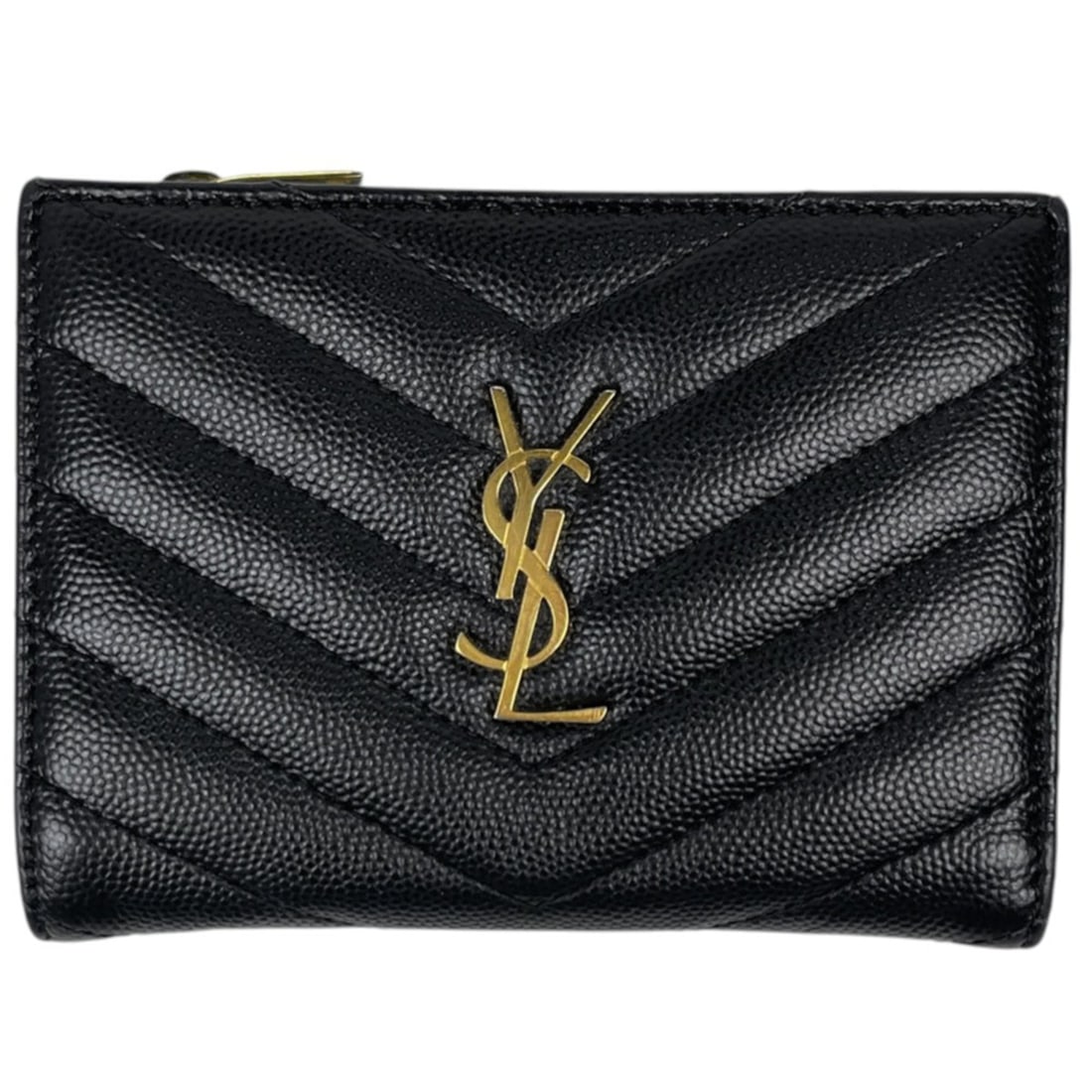 Yves Saint Laurent bi-fold leather wallet, black, 668287, women's.