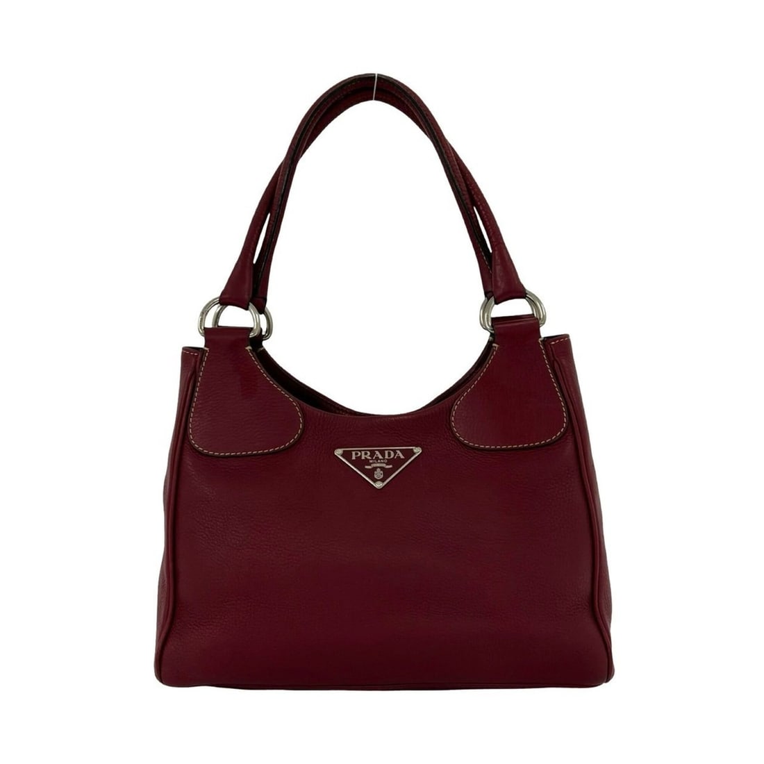 PRADA Prada Triangle Logo Plate Hardware Leather Genuine Handbag Mini Tote Bag Semi Shoulder Red: --- Catalog ---Category: SizeSize (HxWxD): 18.5cm x 28.5cm x 10.5cm / 7.28'' x 11.22'' x 4.13''Category: DesignType: Handbag, Shoulder bag, Tote bagColor: Red colorGender: WomenMaterial: Leather Categ