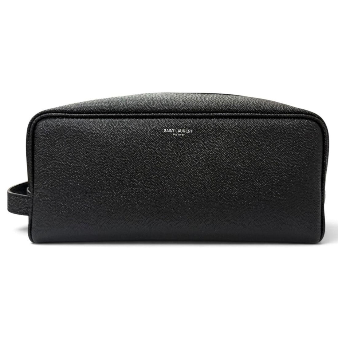 Yves Saint Laurent SAINT LAURENT PARIS 609347 Grain Calf Leather Travel Pouch Clutch Bag with Logo,