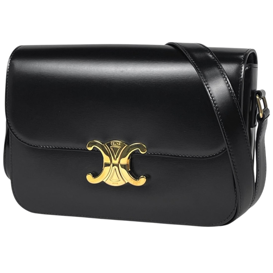 Celine Triomphe Leather Shoulder Bag, Black, for Women (1 of 12)