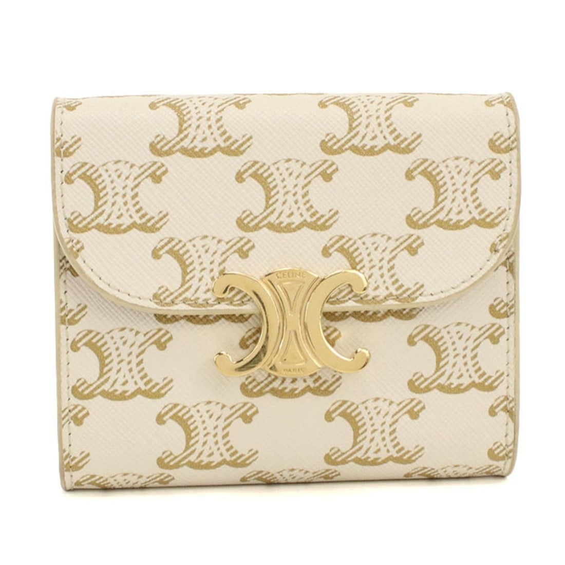 CELINE Celine Tri-fold Wallet 10D782CQH Small Flap Triomphe Canvas Women's White