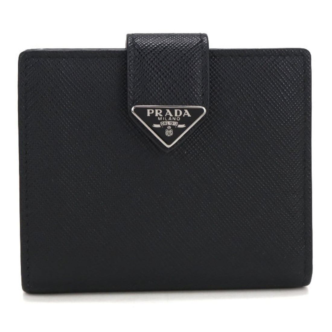 PRADA Prada Bi-fold Wallet 1MV204 Saffiano Tab Folding Women's Black (1 of 10)
