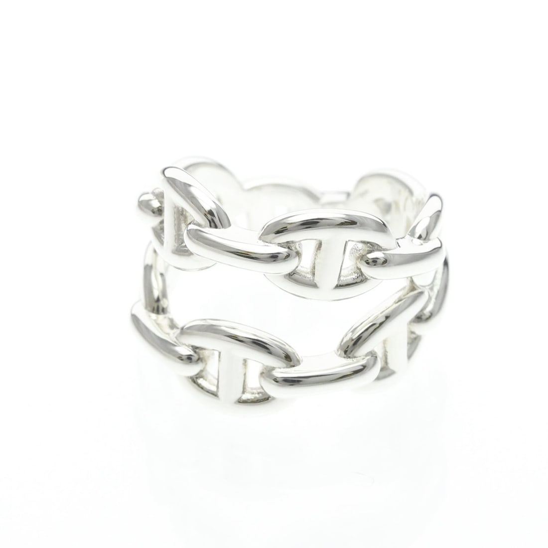 Hermes Chaine D'Ancre Enchainée Double Ring Silver 925 Fashion No Stone Band Ring Silver: --- Catalog ---Category: SizeWidth: 13.8mm / 0.54''Weight: 8.5g / 0.29oz.JP Size: 13US Size: 6 1/4Brand Size: 53Category: DesignType: Band ringColor: SilverMetal: SilverStone: No StoneStyle: FashionGe