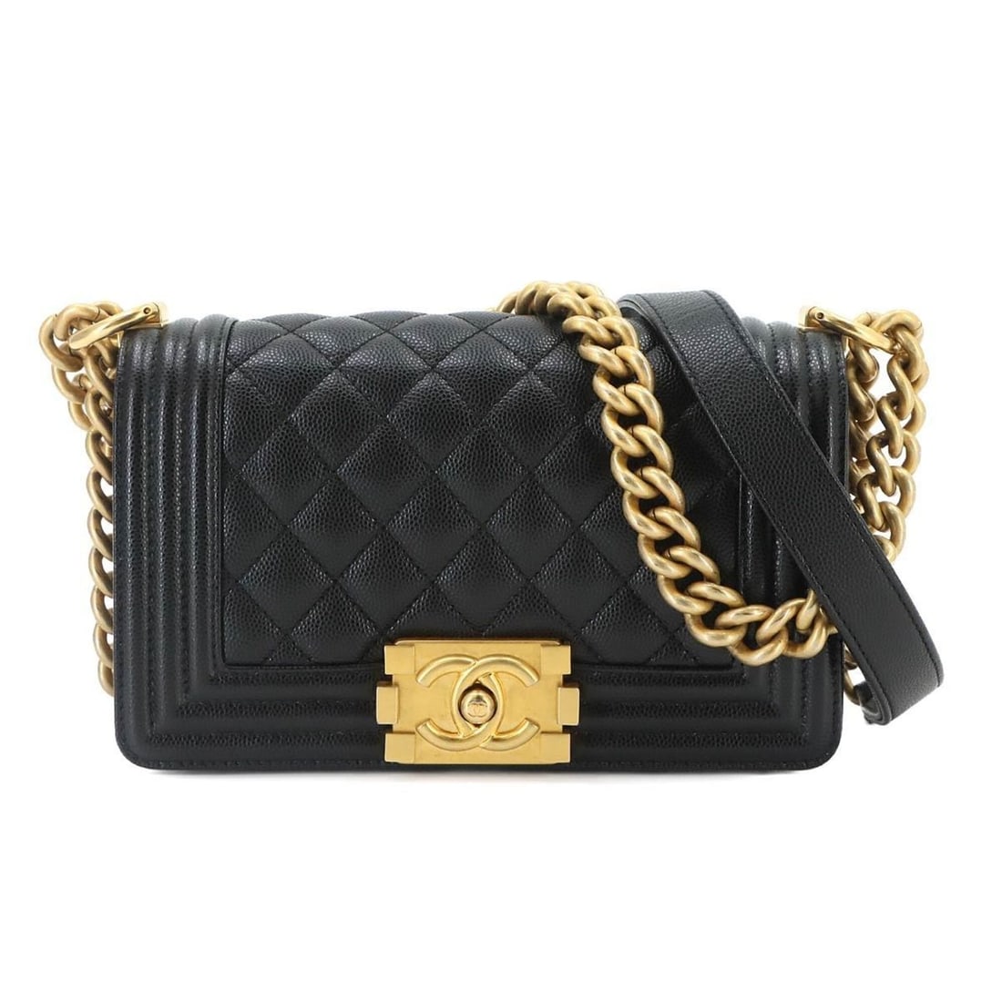 Chanel Boy Small Chain Shoulder Handbag, Caviar Leather, Black, A67085, Gold Hardware (1 of 15)