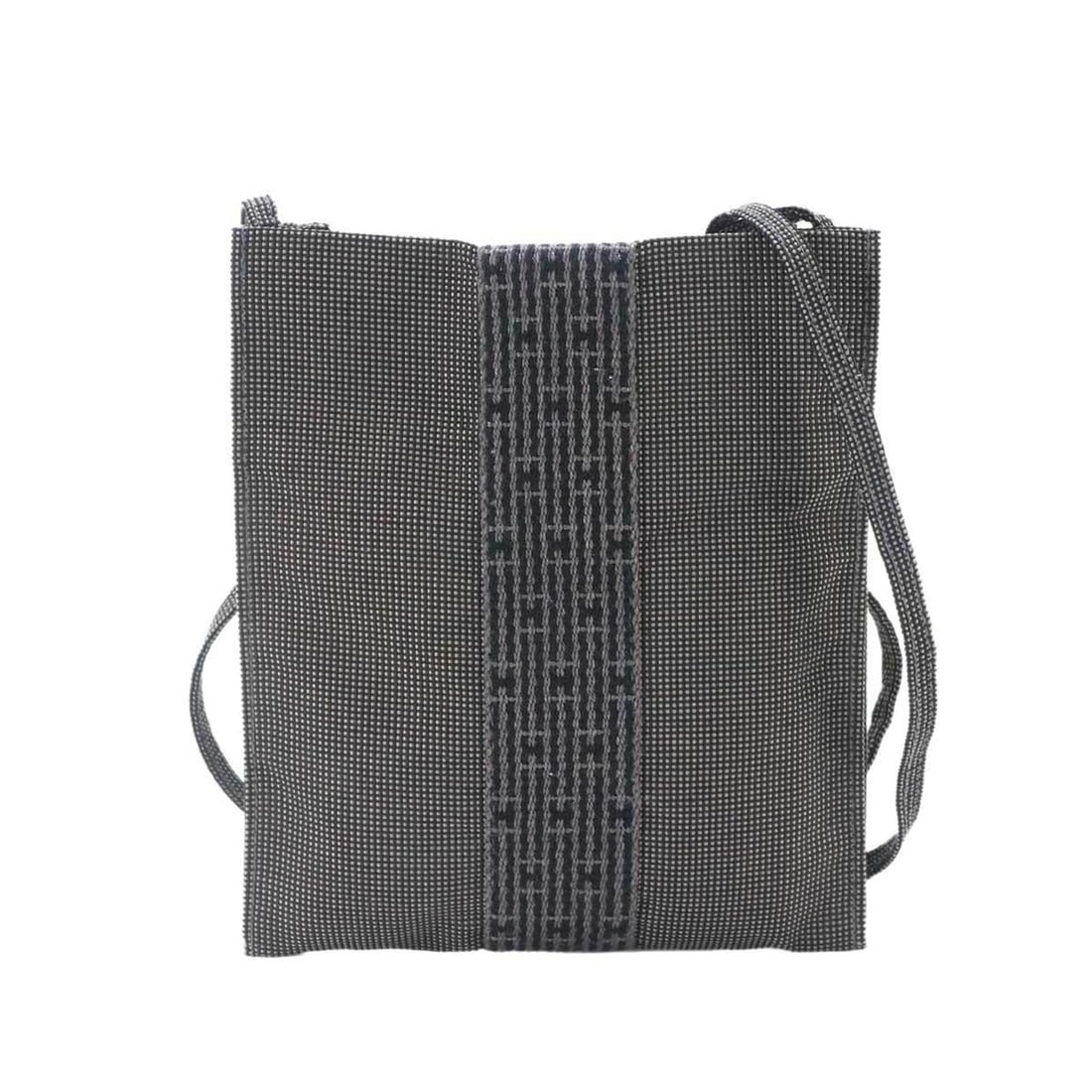 Hermes Herline Pochette Shoulder Handbag, Canvas, Gray