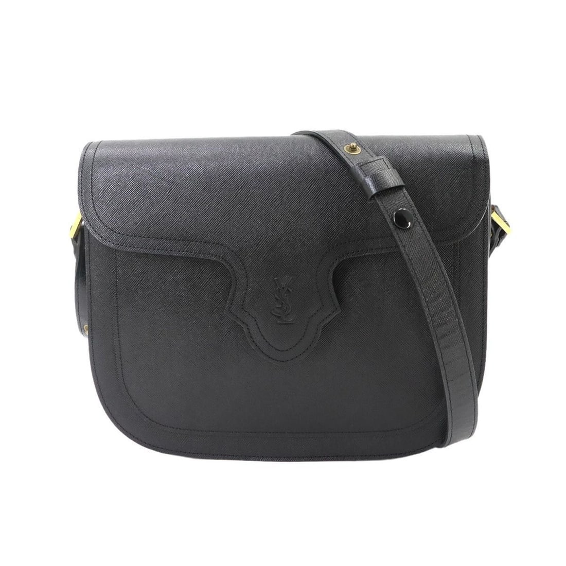 Yves Saint Laurent Shoulder Handbag, Leather, Black, Gold Hardware