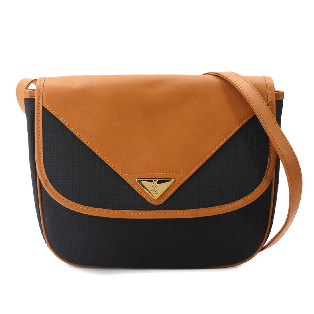Yves Saint Laurent Shoulder Handbag, Leather, Black/Brown, Gold Hardware
