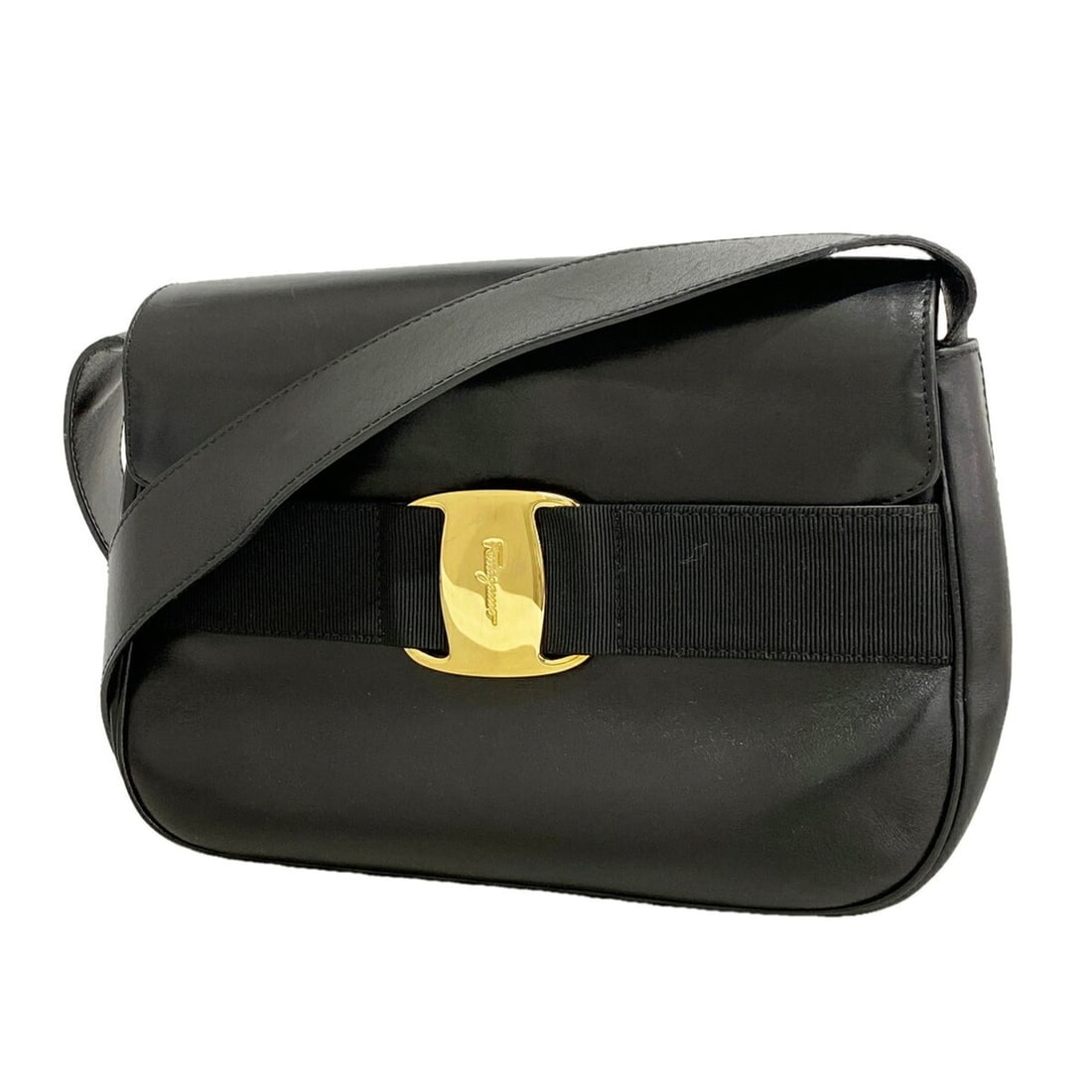 Salvatore Ferragamo Vara Leather Shoulder Bag, Black, Women's