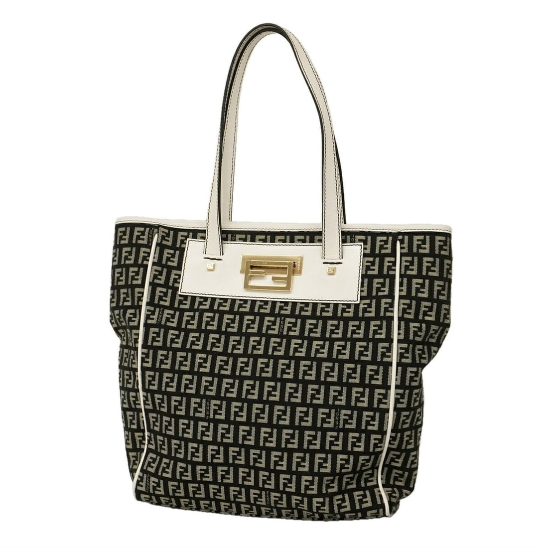 Fendi Zucchino Nylon Canvas Tote Bag, Black/White, Women's