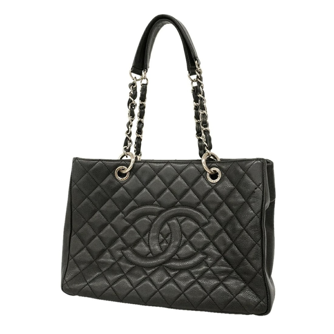 Chanel Tote Bag/Chain Tote, Matelassé Caviar Leather, Black, Women's: --- Catalog ---Category: SizeSize (HxWxD): 24cm x 33cm x 12.5cm / 9.44'' x 12.99'' x 4.92''Category: DesignType: Tote bagColor: BlackGender: WomenMaterial: Grained Calfskin Hardware Color: SilverCateg