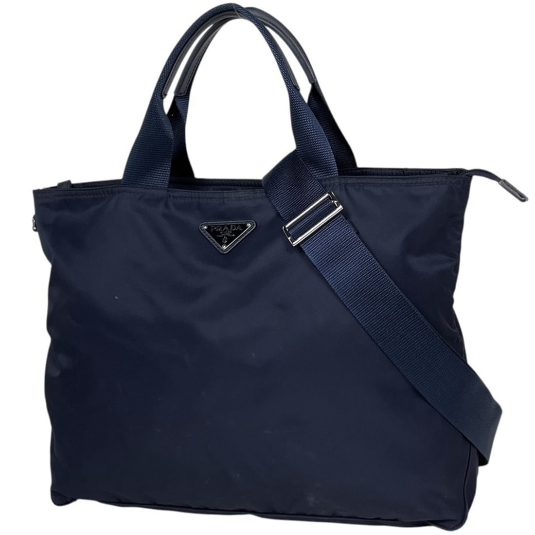 Prada PRADA Tote Bag, Logo Plate, 2-Way, Nylon, Navy, BN2387, Women's (1 of 17)