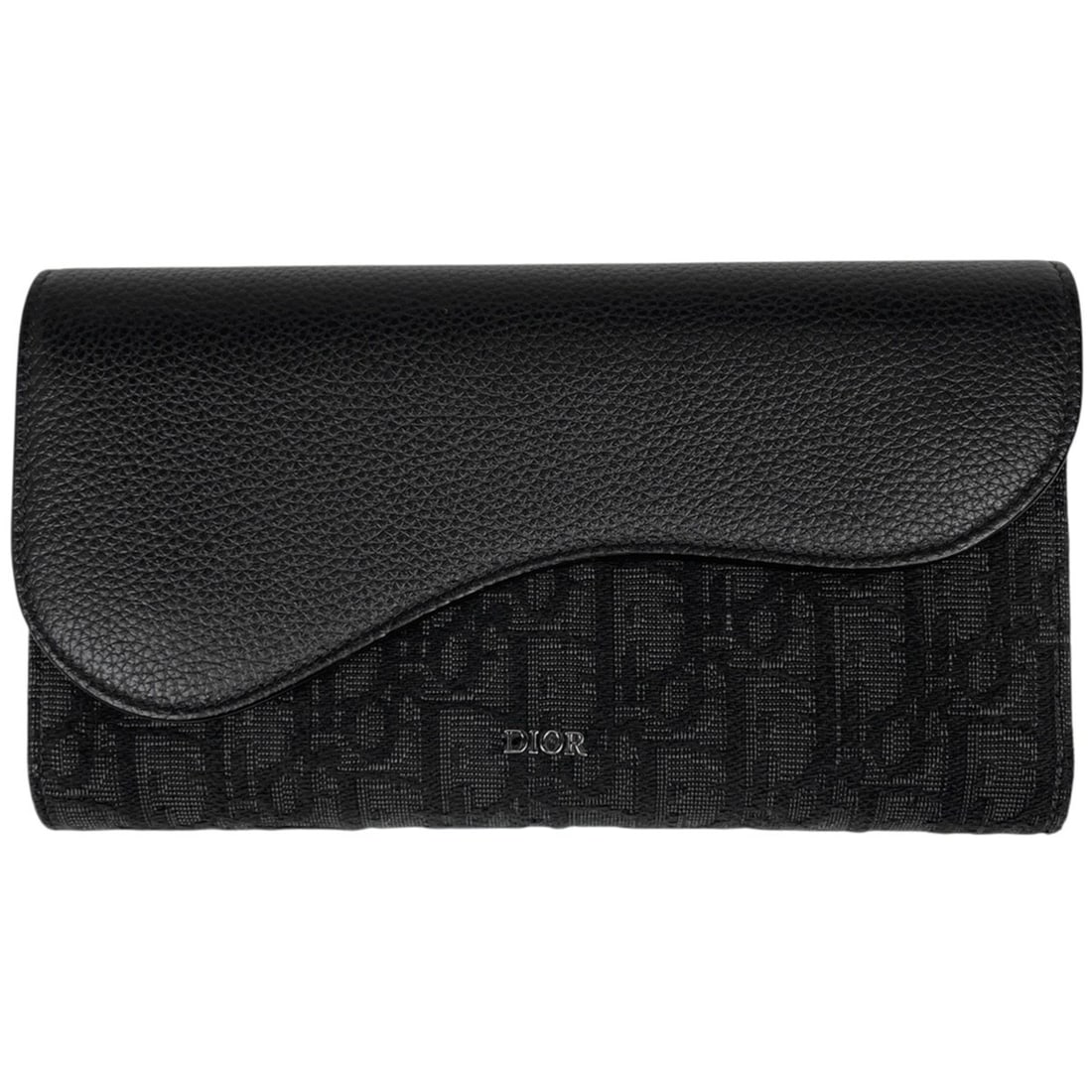 Christian Dior Saddle Long Flap Wallet, Oblique Jacquard Cotton, Black, Men's Wallet: --- Catalog ---Category: SizeSize (HxWxD): 11cm x 19.5cm x 2cm / 4.33'' x 7.67'' x 0.78''Category: DesignType: Long wallet (bi-fold)Color: BlackGender: MenMaterial: Cotton , Leather , Fabric Leather/F