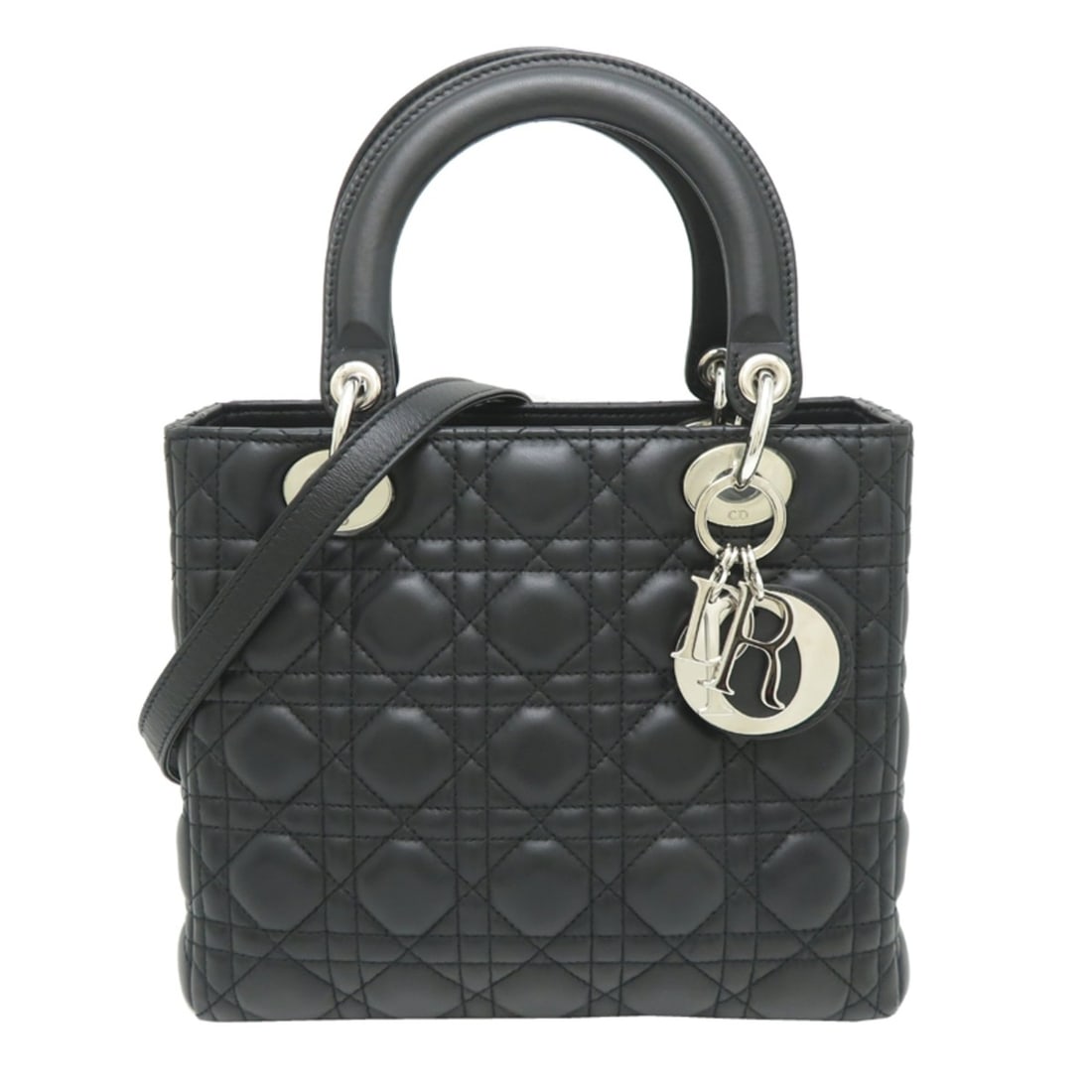 Christian Dior Lady Medium Women's Handbag CAL44551 Lambskin Black: --- Catalog ---Category: SizeSize (HxWxD): 20cm x 24cm x 12cm / 7.87'' x 9.44'' x 4.72''Category: DesignType: HandbagColor: BlackGender: WomenMaterial: Leather Leather/Fur Type: LambskinCategory: Gene