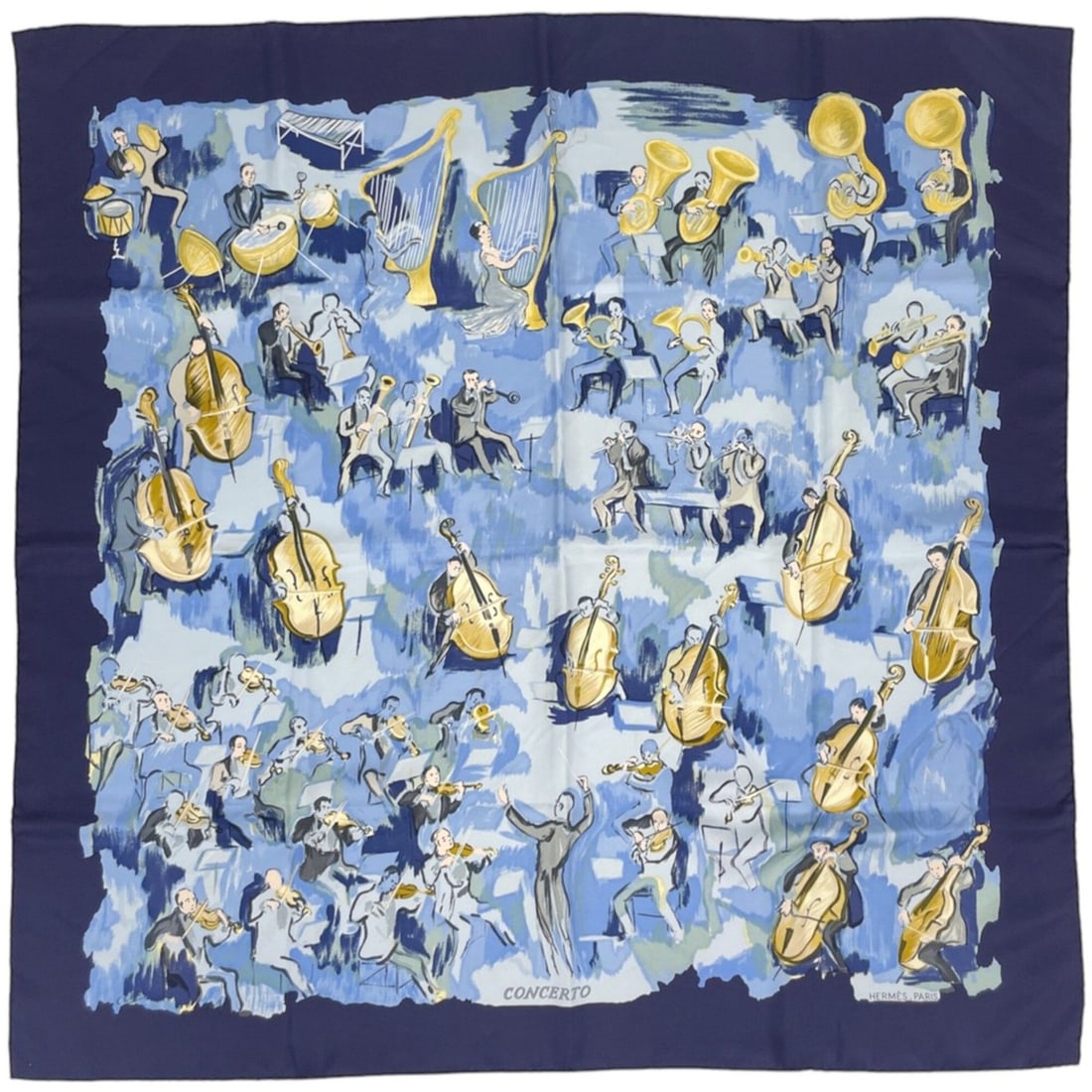 Hermes Carre 90 CONCERTO Scarf/Muffler, Concerto, Silk, Blue Multicolor, Women's: --- Catalog ---Category: SizeSize (LxW): 89cm x 90cm / 35.03'' x 35.43''Category: DesignType: ScarfColor: Blue, Multi-colorGender: WomenMaterial: Silk Category: GeneralBrand: Hermes--- Item List ---Se