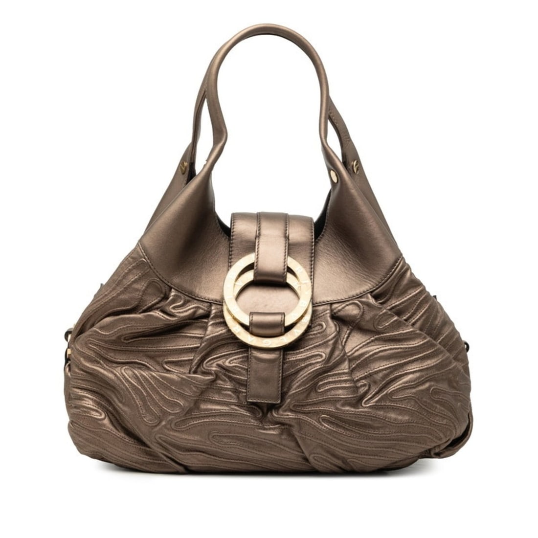 Bulgari Chandra Handbag Shoulder Bag Brown/Gold Leather Women's BVLGARI: --- Catalog ---Category: SizeSize (HxWxD): 24cm x 37cm x 13cm / 9.44'' x 14.56'' x 5.11''Category: DesignType: Handbag, Shoulder bagColor: Brown, GoldGender: WomenMaterial: Leather Category: