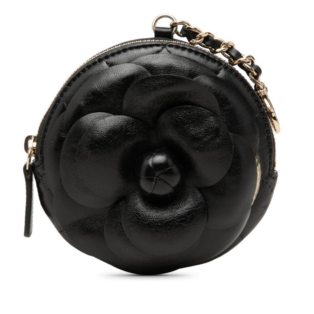 Chanel Camellia Matelassé Wallet/Coin Purse, Black Lambskin, Women's.: --- Catalog ---Category: SizeSize (HxWxD): 11cm x 11.5cm x 1cm / 4.33'' x 4.52'' x 0.39''Category: DesignType: Coin purse/coin caseColor: BlackGender: WomenMaterial: Leather Leather/Fur Type: Lambskin