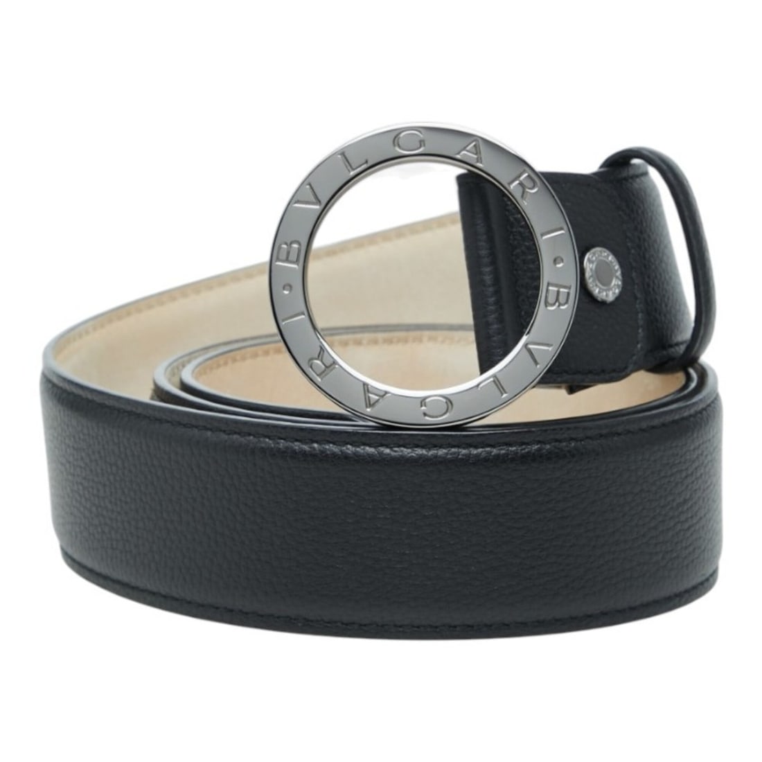 BVLGARI Logo Buckle Belt 281920 Black Leather Men's