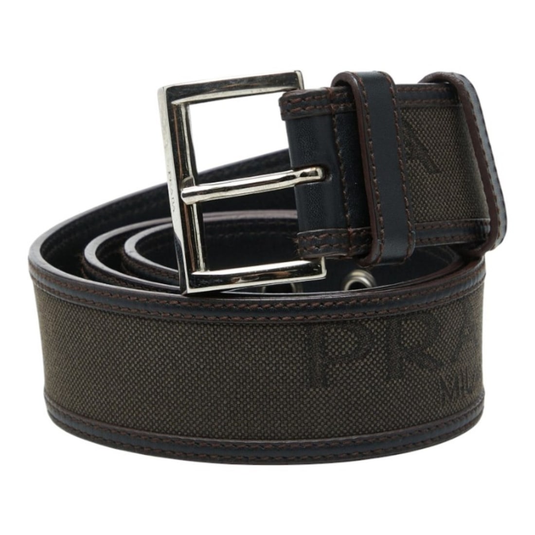 Prada Logo Belt, Brown Canvas Leather, Women's PRADA (1 of 9)