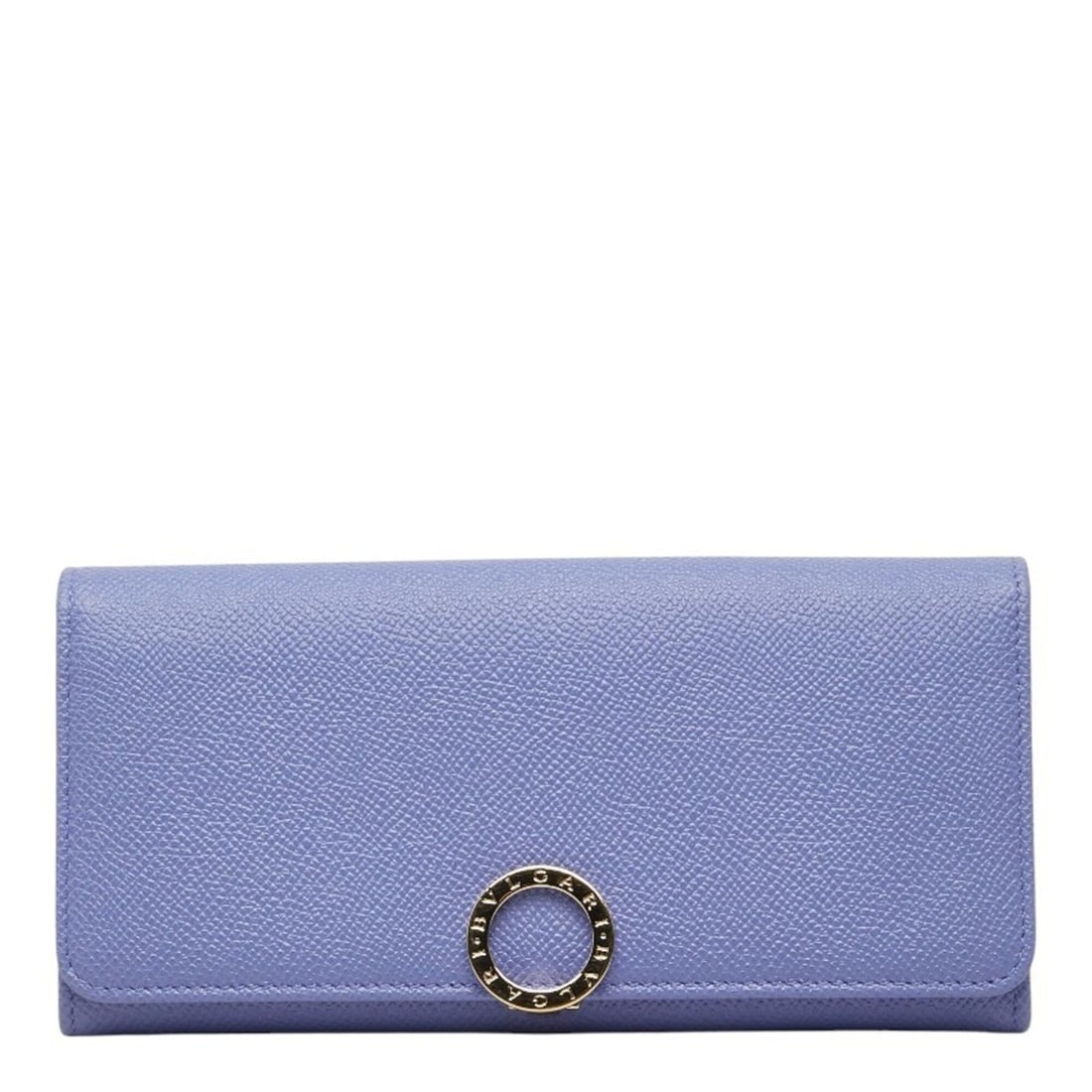 BVLGARI Logo Clip Bi-fold Long Wallet, Brand Purple Leather, Women's
