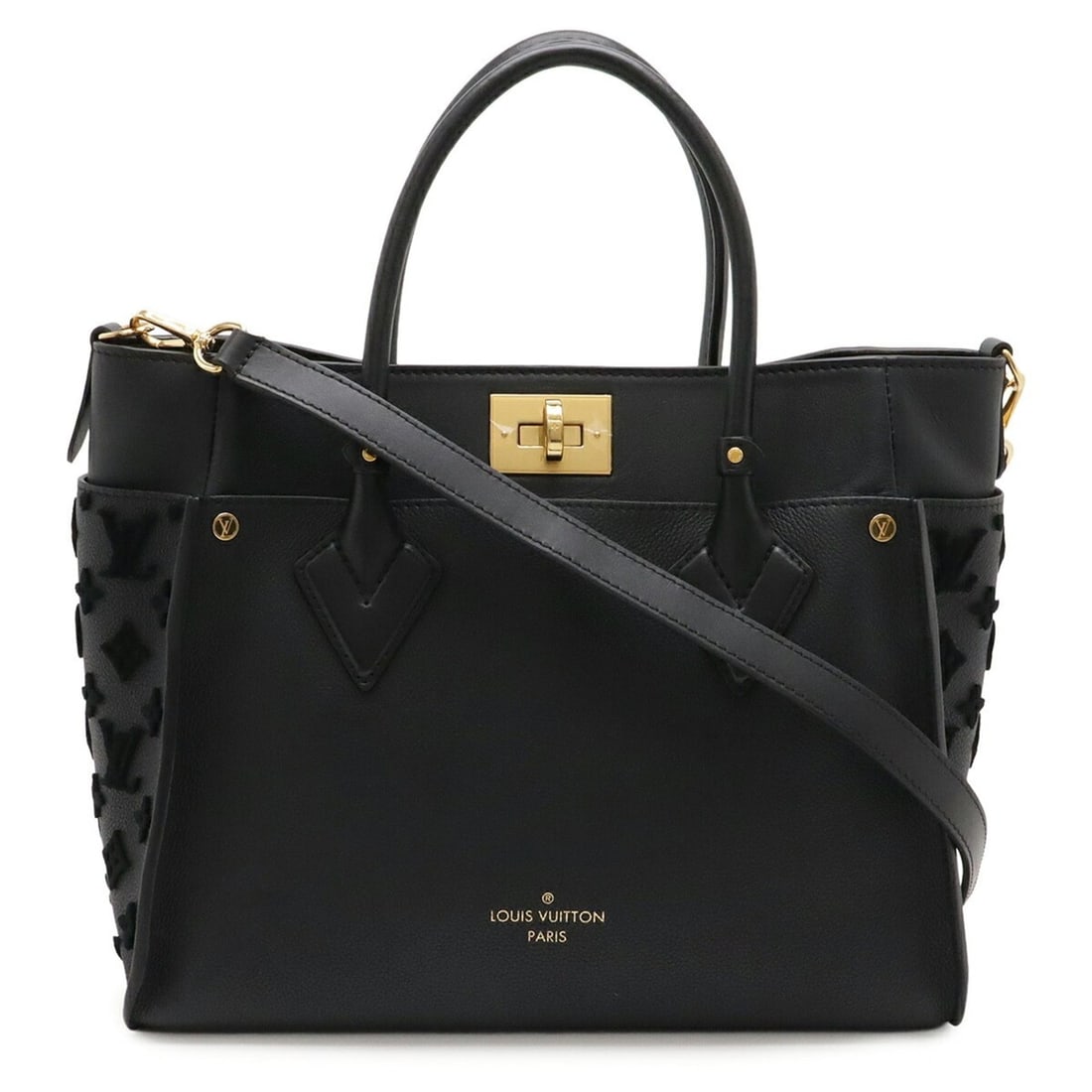 LOUIS VUITTON Louis Vuitton Monogram Tuftage On My Side MM Handbag Shoulder Bag Leather Noir Black (1 of 12)