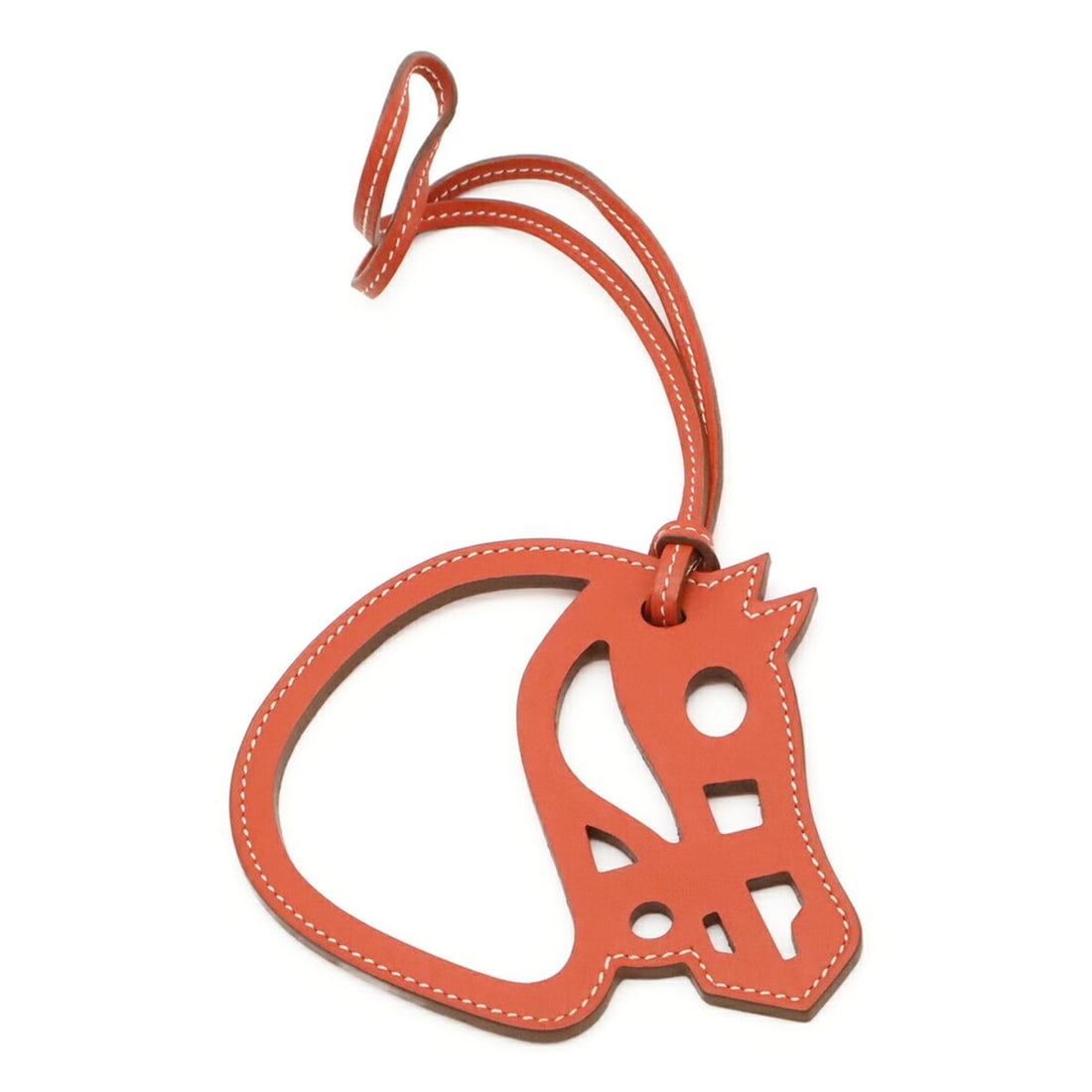HERMES Paddock Cheval accessory bag charm, horse motif, leather, terracotta.
