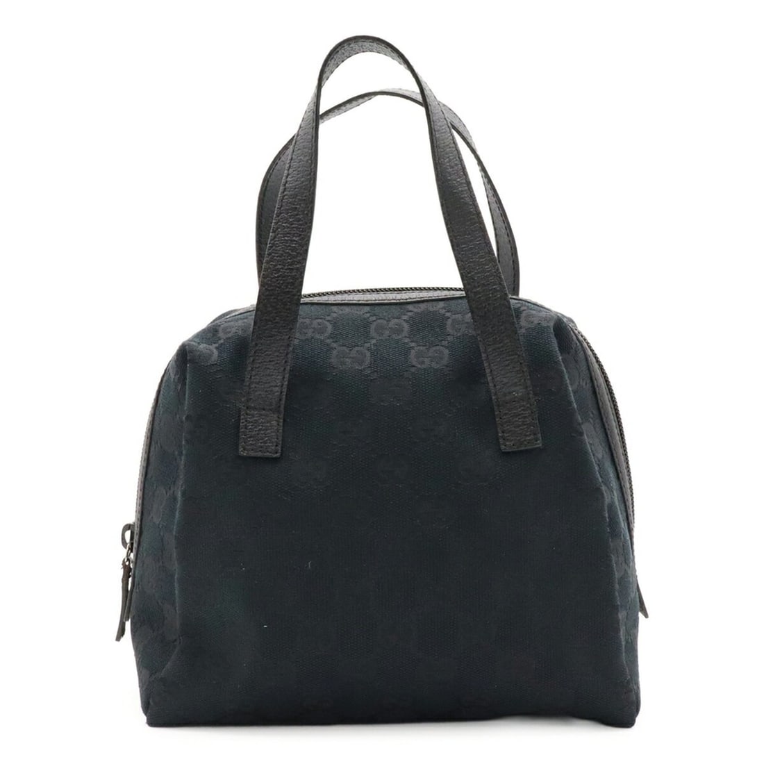 GUCCI GG Canvas Handbag Tote Bag Leather Black 124542