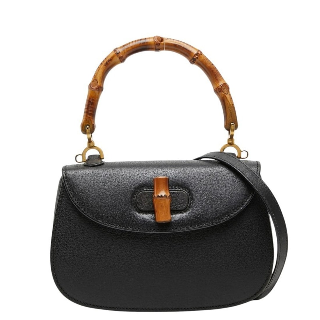 Gucci Bamboo Handbag Shoulder Bag 2WAY 00020460188 Black Leather Women's GUCCI (1 of 15)