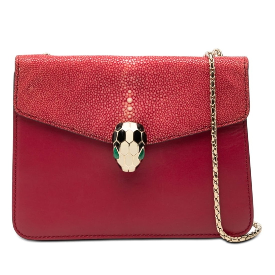 BVLGARI Serpenti Forever Crossbody Chain Shoulder Bag, Wine Red Leather, Women's