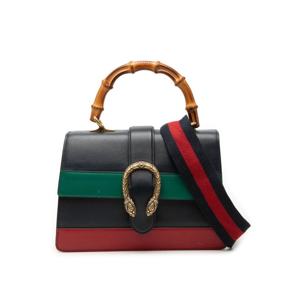 Gucci Bamboo Dionysus Handbag 2-Way Shoulder Bag 448075 Navy Green Red Leather Women's GUCCI (1 of 20)