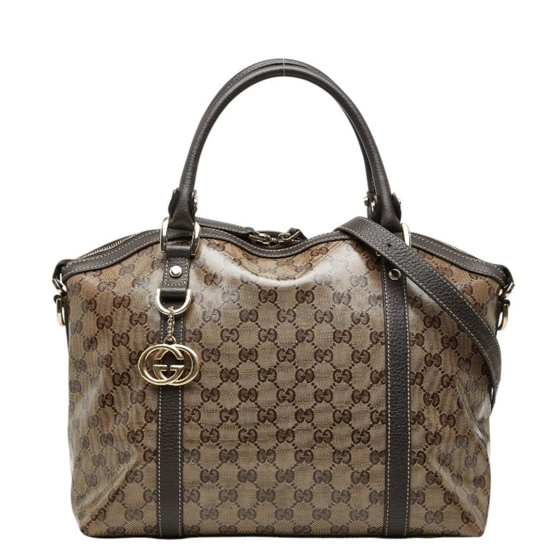 Gucci GG Crystal Interlocking G Handbag Shoulder Bag 2WAY 341503 Brown Leather Women's GUCCI: --- Catalog ---Category: SizeSize (HxWxD): 27cm x 32.5cm x 13cm / 10.62'' x 12.79'' x 5.11''Category: DesignType: Handbag, Shoulder bagColor: BrownGender: WomenClosure: OpenMaterial: Leather Category: