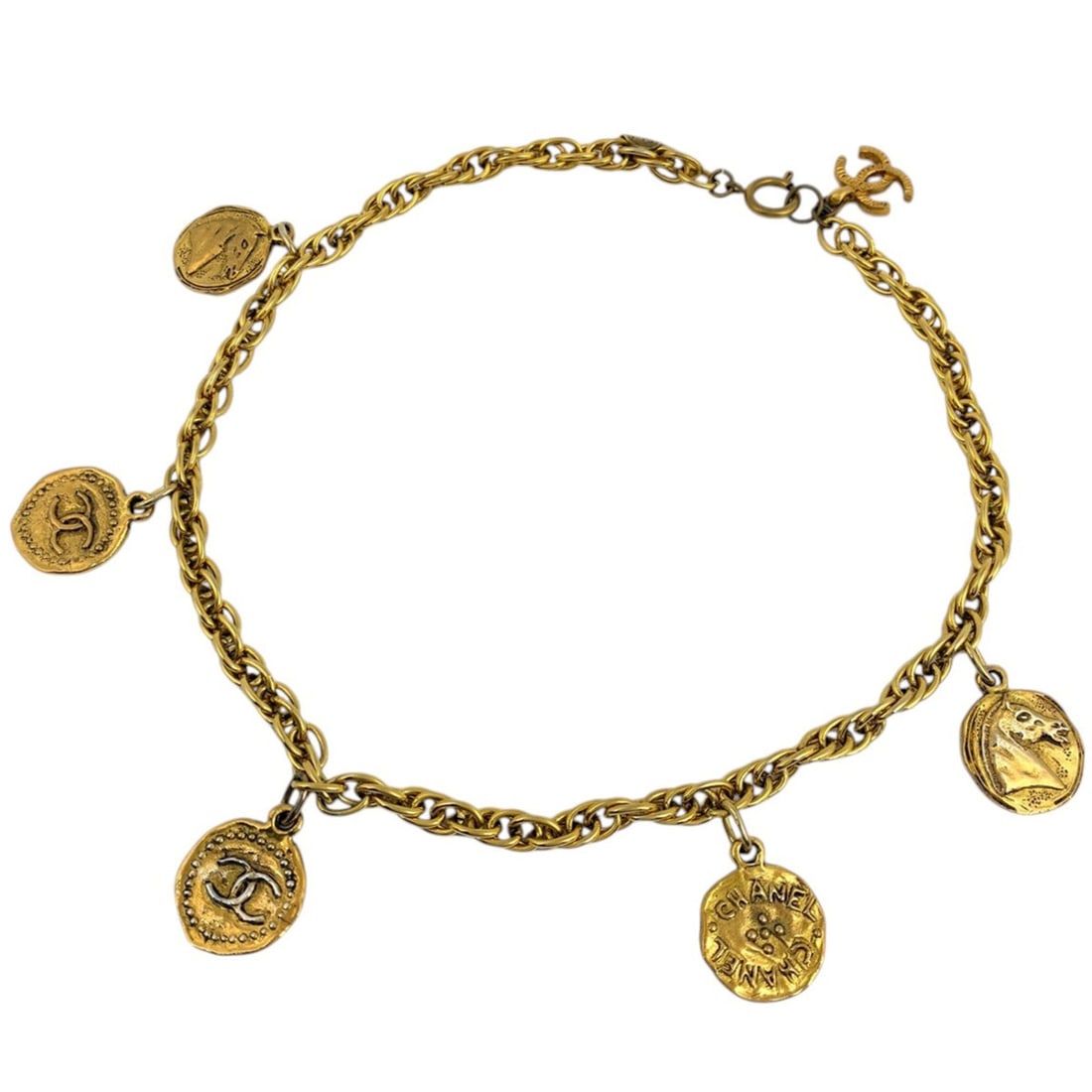 Chanel necklace, Coco Mark coin, GP gold, for women.