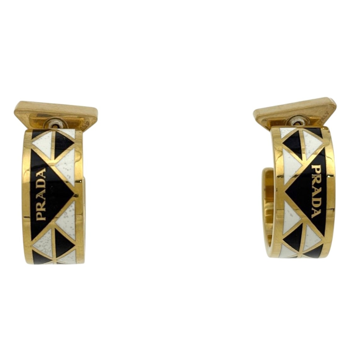 Prada PRADA Earrings GP Metal White Black Women's: --- Catalog ---Category: DesignType: Stud earringsColor: Black, WhiteGender: WomenMaterial: Gold plating, MetalCategory: GeneralBrand: Prada--- Item List ---Section: ConditionRanking: Rank B Used - Tr