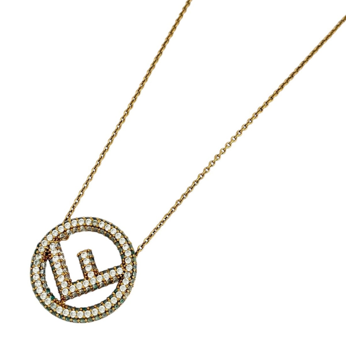 Fendi FENDI Necklace Round GP Rhinestone Gold Women's: --- Catalog ---Category: SizePendant Size: 24mm x 24mm / 0.94'' x 0.94''Neck Circumference: 47.5 cm / 18.7''Category: DesignColor: GoldGender: WomenMaterial: Gold plating, RhinestoneNecklace Type: Nec
