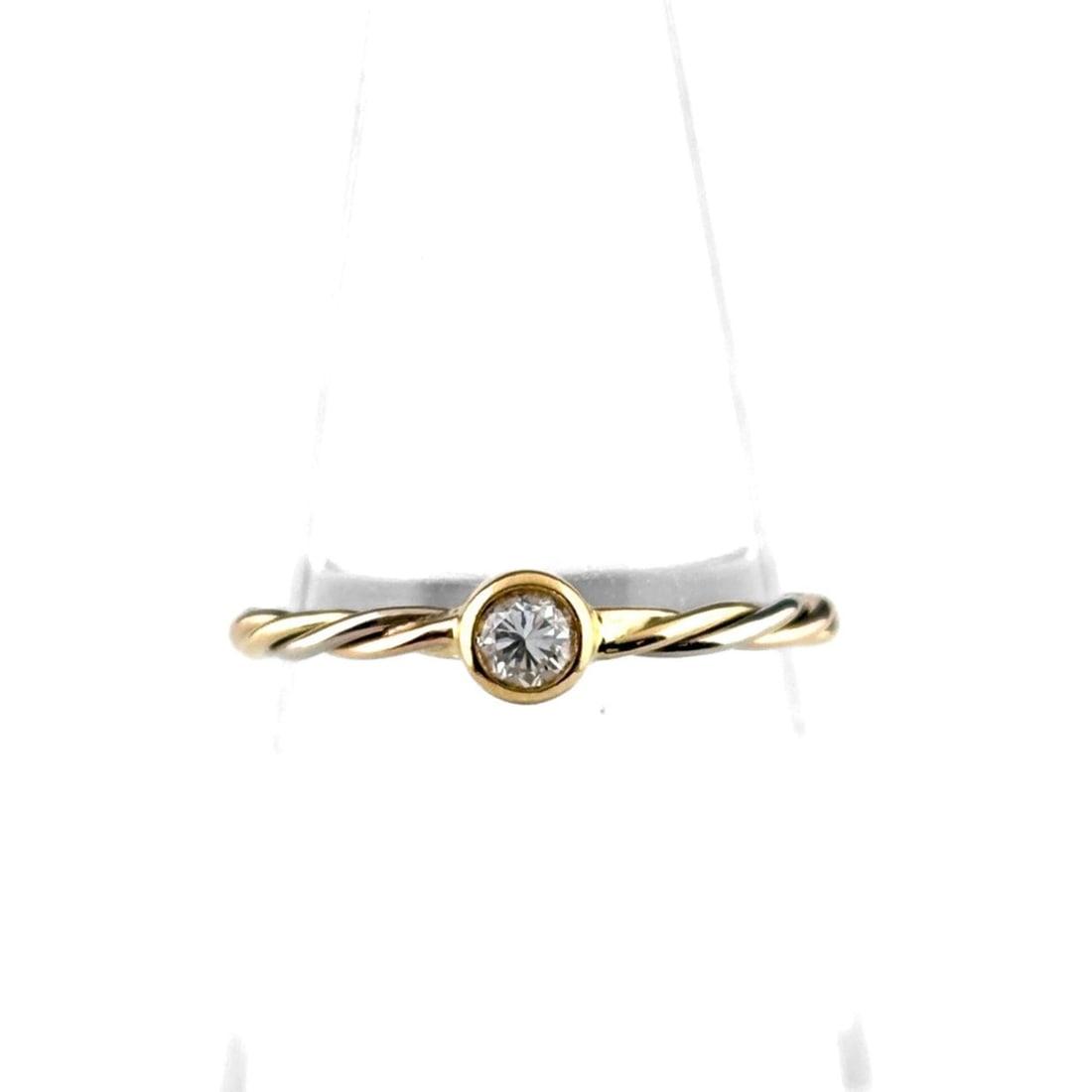 Cartier Three-Color Twist Ring, Yellow Gold (YG), Diamond 750 Diamond, Women's.