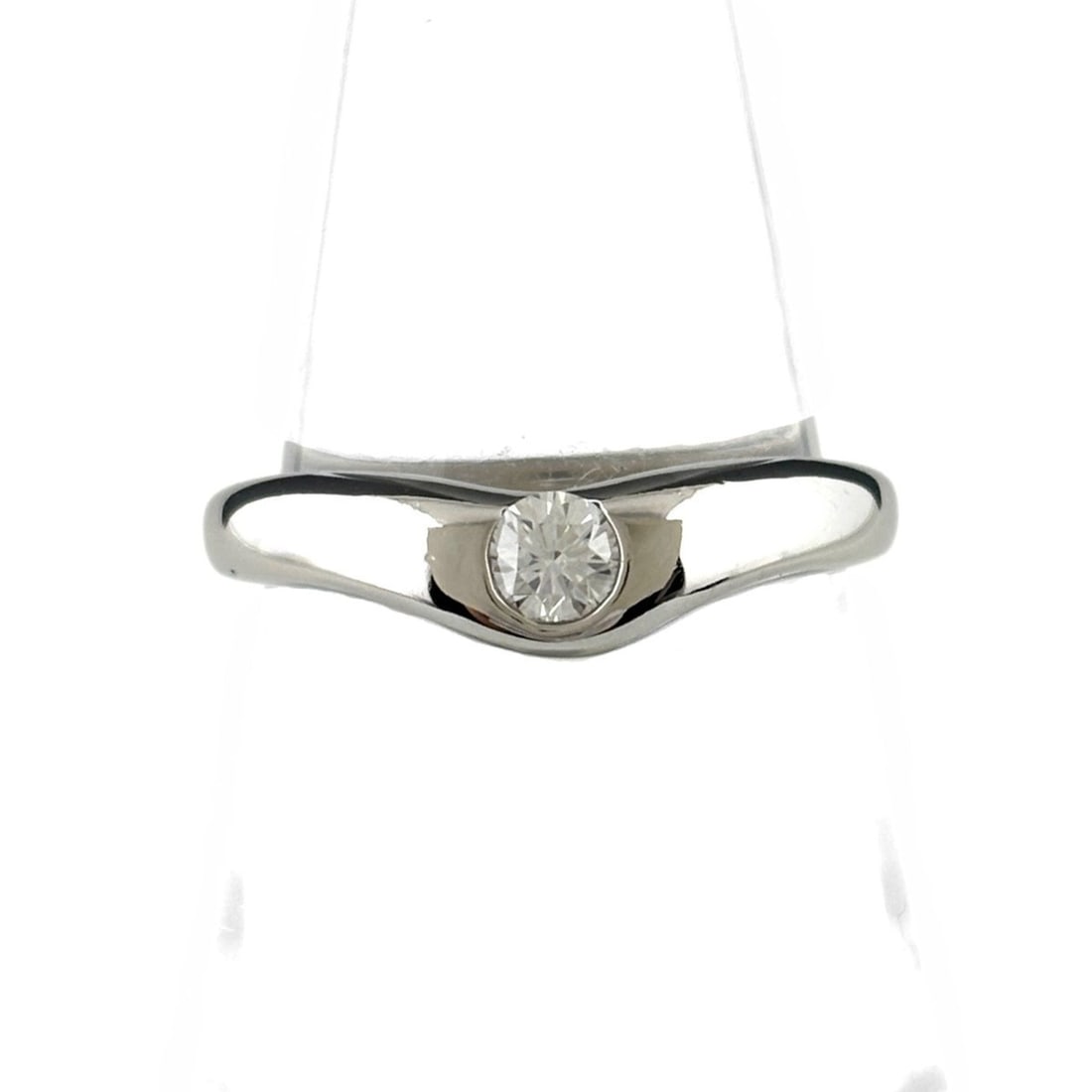 Tiffany & Co. Curved Band Ring, Platinum, 1P Diamond, Elsa Peretti Design, Pt950, Women's Ring